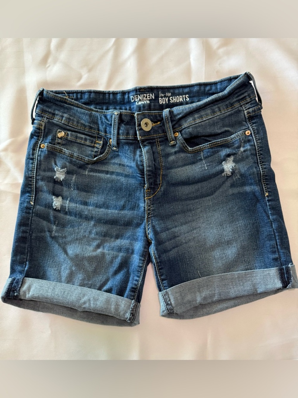 Denizen from Levi's Dark Blue Distressed Boy Shorts